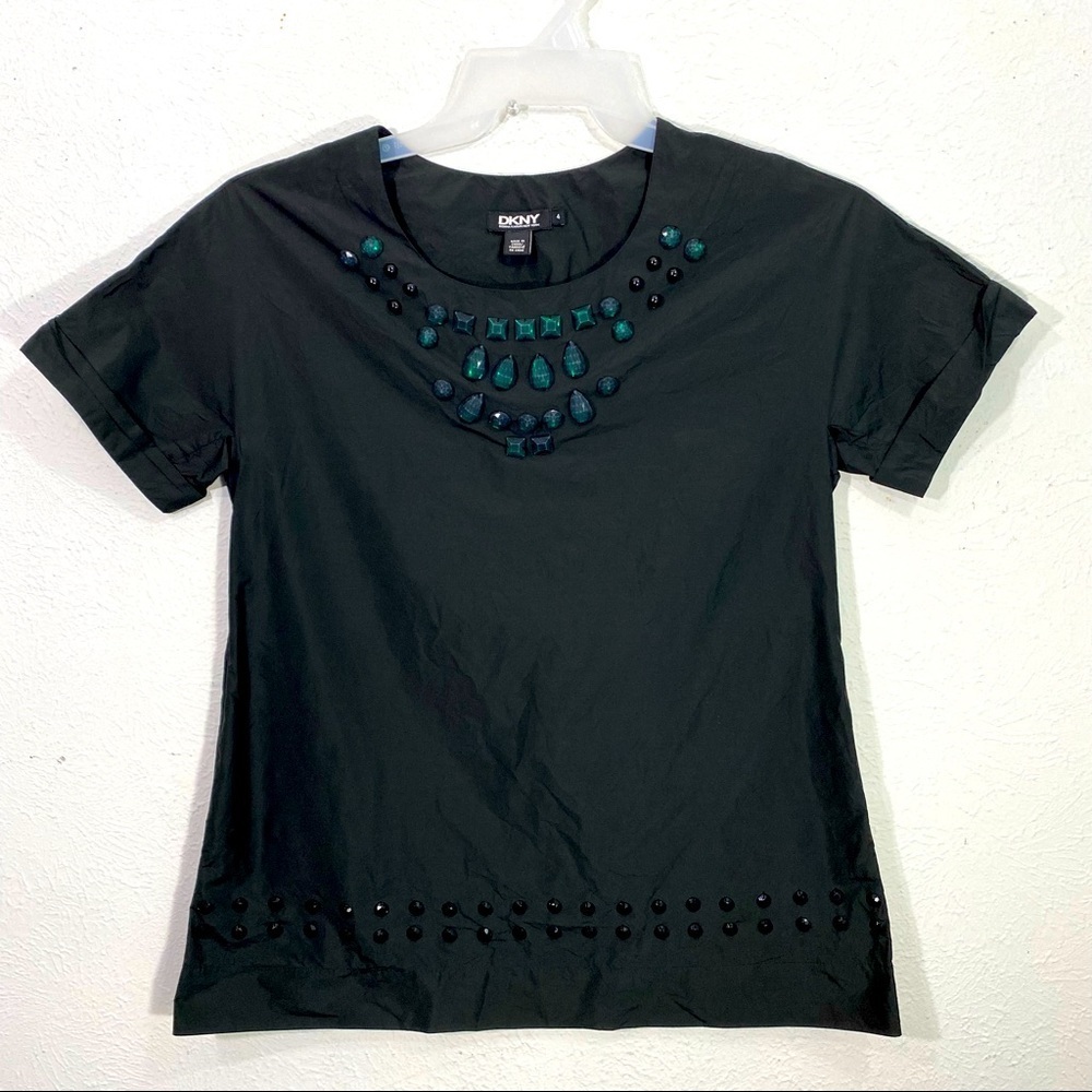 DKNY Woman’s  Black Beaded Top Sz 4